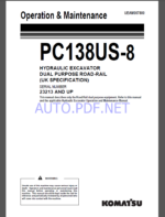 Komatsu PC138US-8 HYDRAULIC EXCAVATOR Operation and Maintenance Manual(UEAM007800)