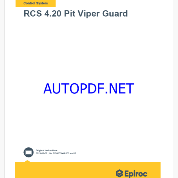 Epiroc RCS 4.20 Pit Viper Guard Control System Manual