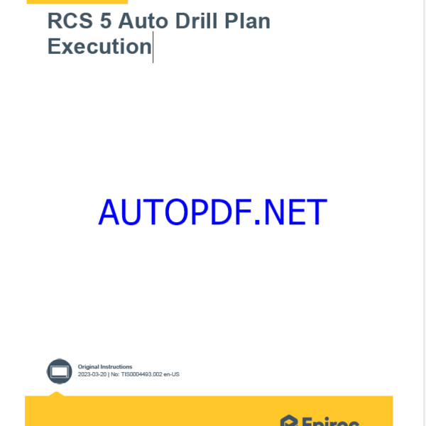 Epiroc RCS 5 Auto Drill Plan Execution Control System Manual