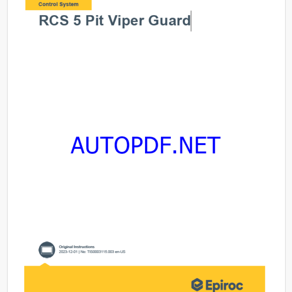 Epiroc RCS 5 Pit Viper Guard Control System Manual