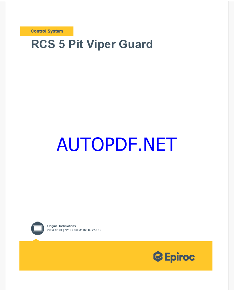 Epiroc RCS 5 Pit Viper Guard Control System Manual