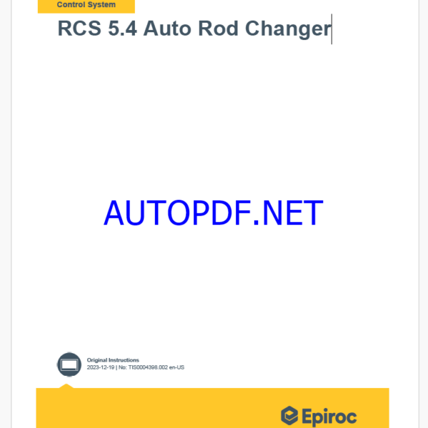 Epiroc RCS 5.4 Auto Rod Changer Control System Manual