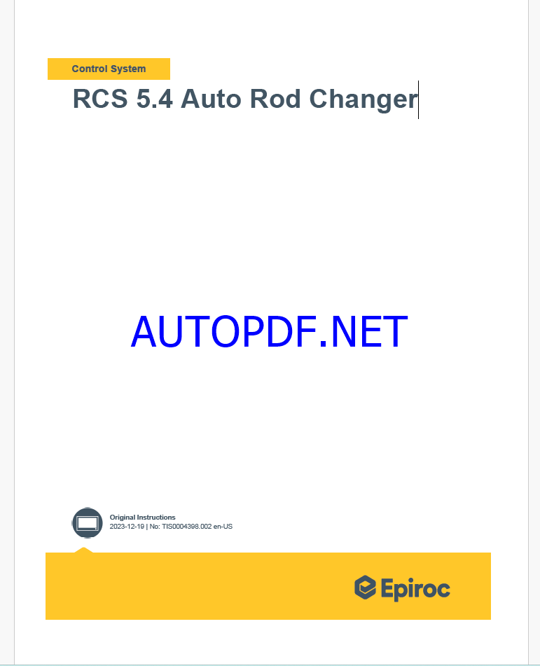 Epiroc RCS 5.4 Auto Rod Changer Control System Manual