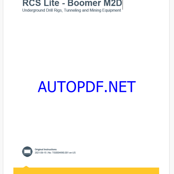 Epiroc RCS Lite - Boomer M2D Underground Drill Rigs, Tunneling and Mining Equipment Control System Manual