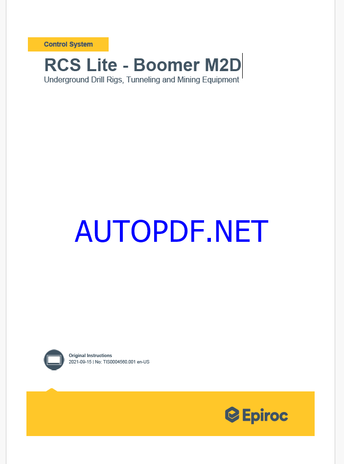 Epiroc RCS Lite - Boomer M2D Underground Drill Rigs, Tunneling and Mining Equipment Control System Manual