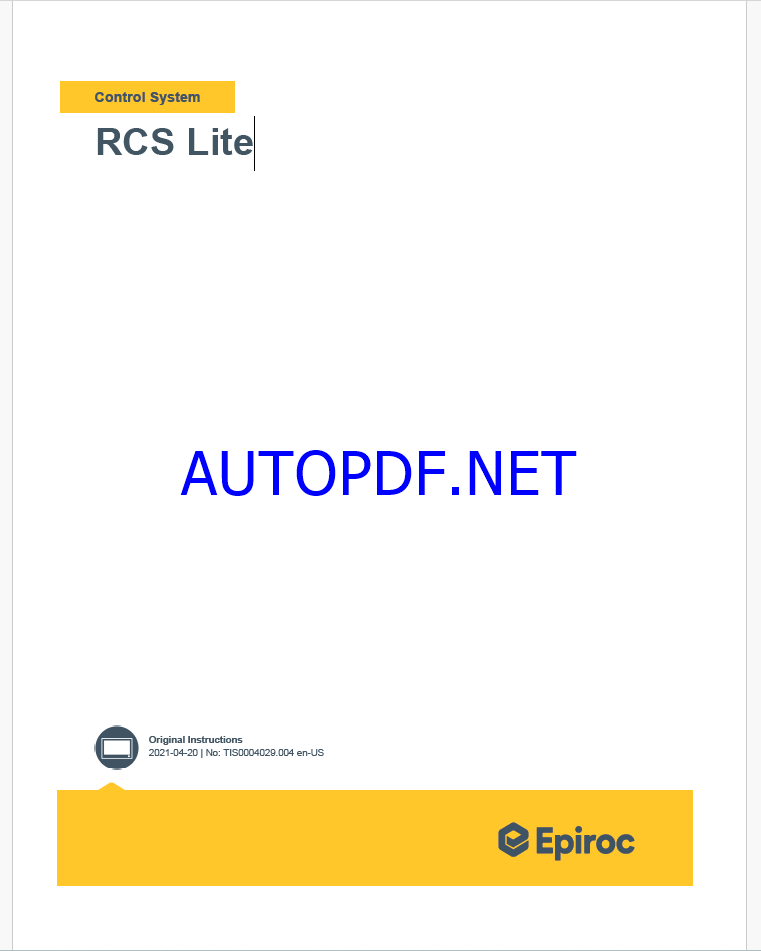 Epiroc RCS Lite Control System Manual