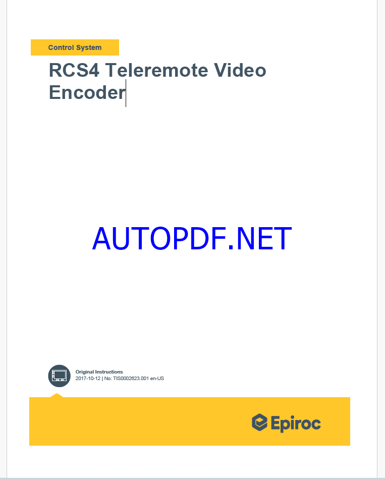 Epiroc RCS4 Teleremote Video Encoder Control System Manual