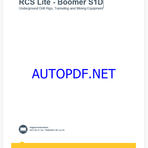 Epiroc RCS Lite - Boomer S1D Underground Drill Rigs, Tunneling and Mining Equipment Control System Manual