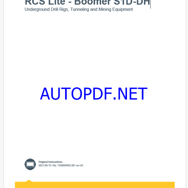 Epiroc RCS Lite - Boomer S1D-DH Underground Drill Rigs, Tunneling and Mining Equipment Control System Manual