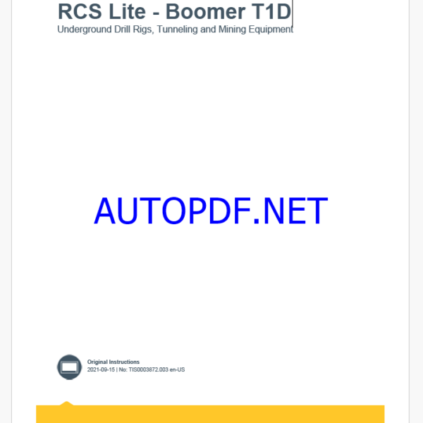 Epiroc RCS Lite - Boomer T1D Underground Drill Rigs, Tunneling and Mining Equipment Control System ManualEpiroc RCS Lite - Boomer T1D Underground Drill Rigs, Tunneling and Mining Equipment Control System Manual