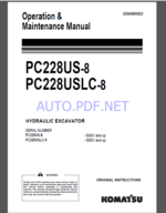 Komatsu PC800LC-8 HYDRAULIC EXCAVATOR Operation and Maintenance Manual(UENAM00823)