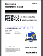 Komatsu PC290LC-8,PC290NLC-8 HYDRAULIC EXCAVATOR Operation and Maintenance Manual(UENAM01021)