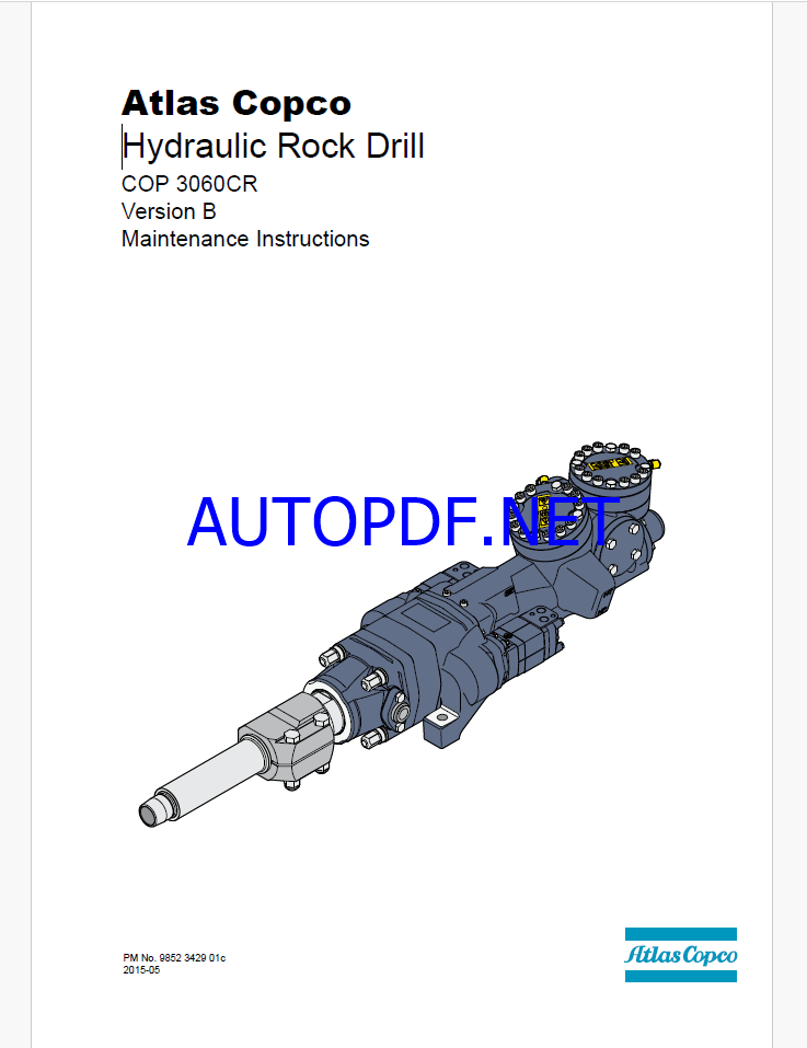 Atlas Copco Hydraulic Rock Drill COP 3060CR Version B Maintenance Manual