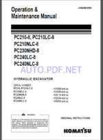 Komatsu PC210-8, PC210LC-8,PC210NLC-8,PC230NHD-8,PC240LC-8,PC240NLC-8 HYDRAULIC EXCAVATOR Operation and Maintenance Manual(UENAM00960)