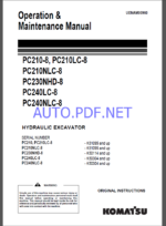 Komatsu PC210-10,PC210LC-10 HYDRAULIC EXCAVATOR Operation and Maintenance Manual(UENAM00906)