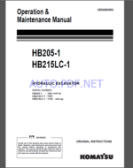 Komatsu HB205-1,HB215LC-10 HYDRAULIC EXCAVATOR Operation and Maintenance Manual(UENAM00892)