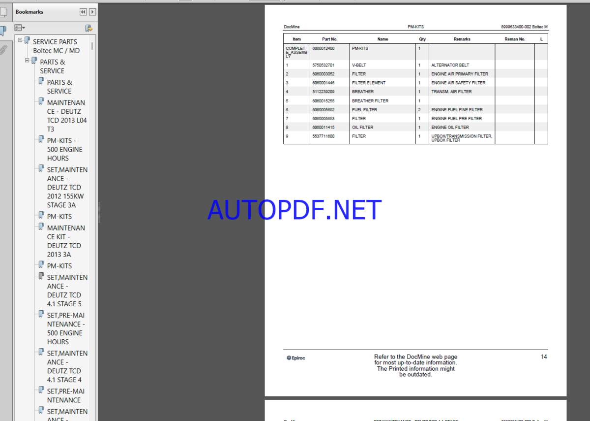 Epiroc Boltec L D Spare parts catalog