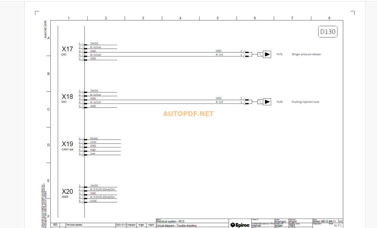 Epiroc Boltec E10 SG Diagrams and Drawings Manual