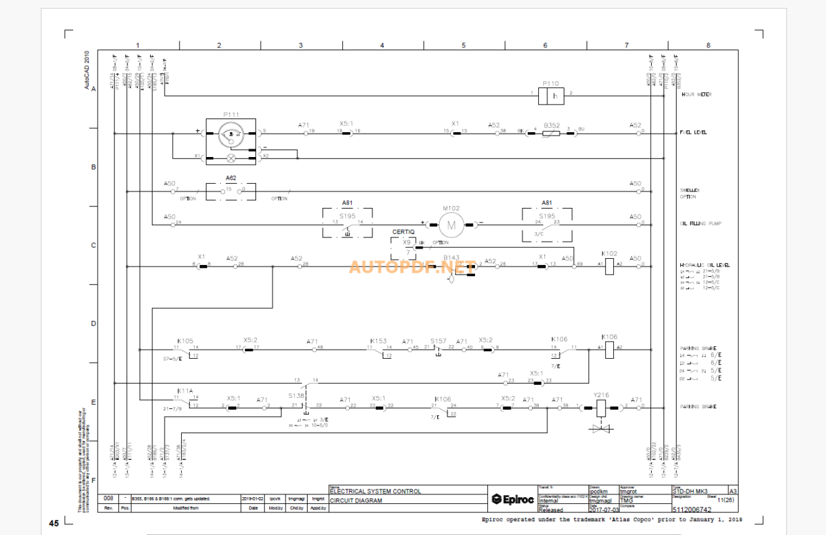 Epiroc Boomer S1 D-DH Diagrams and Drawings Manual