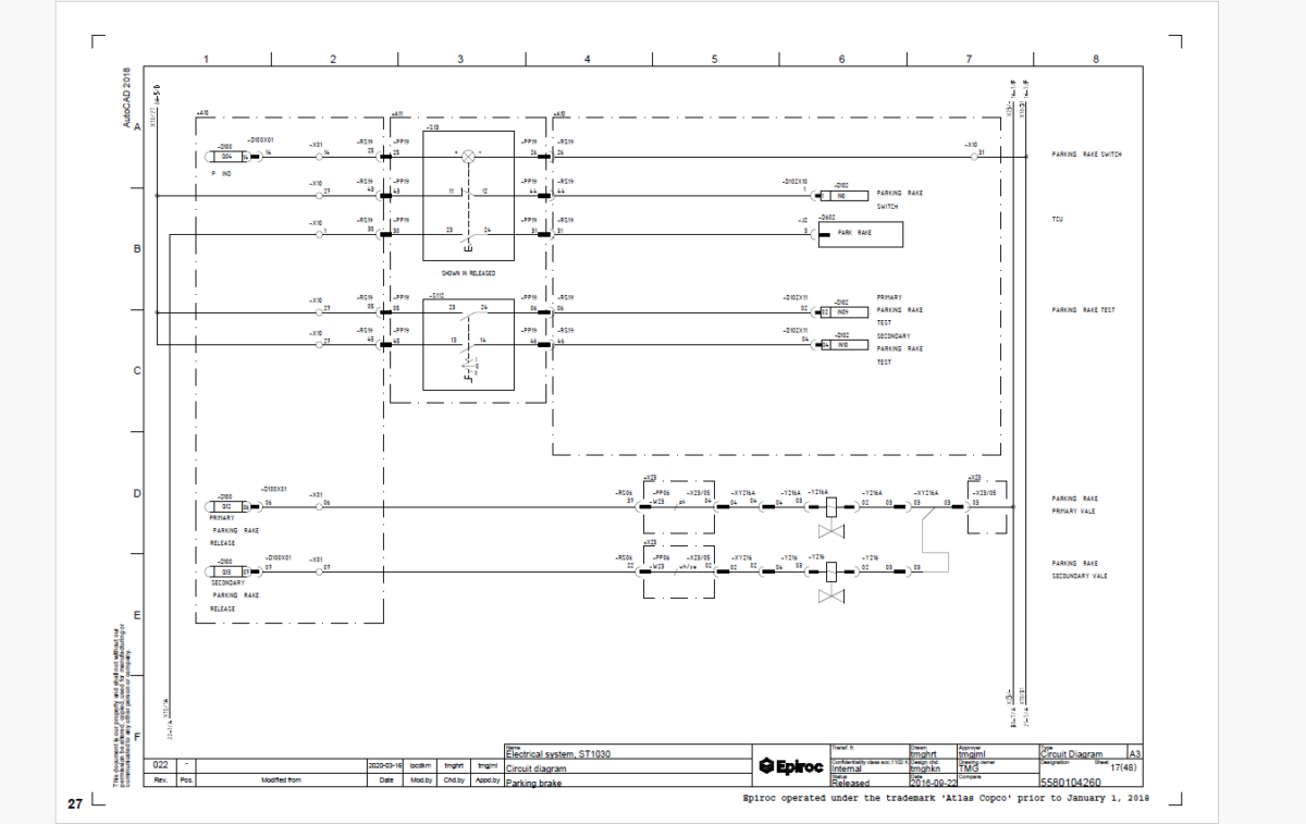 Epiroc WJ-4.2(Scooptram ST1030)No. 8997 Diagrams and Drawings Manual