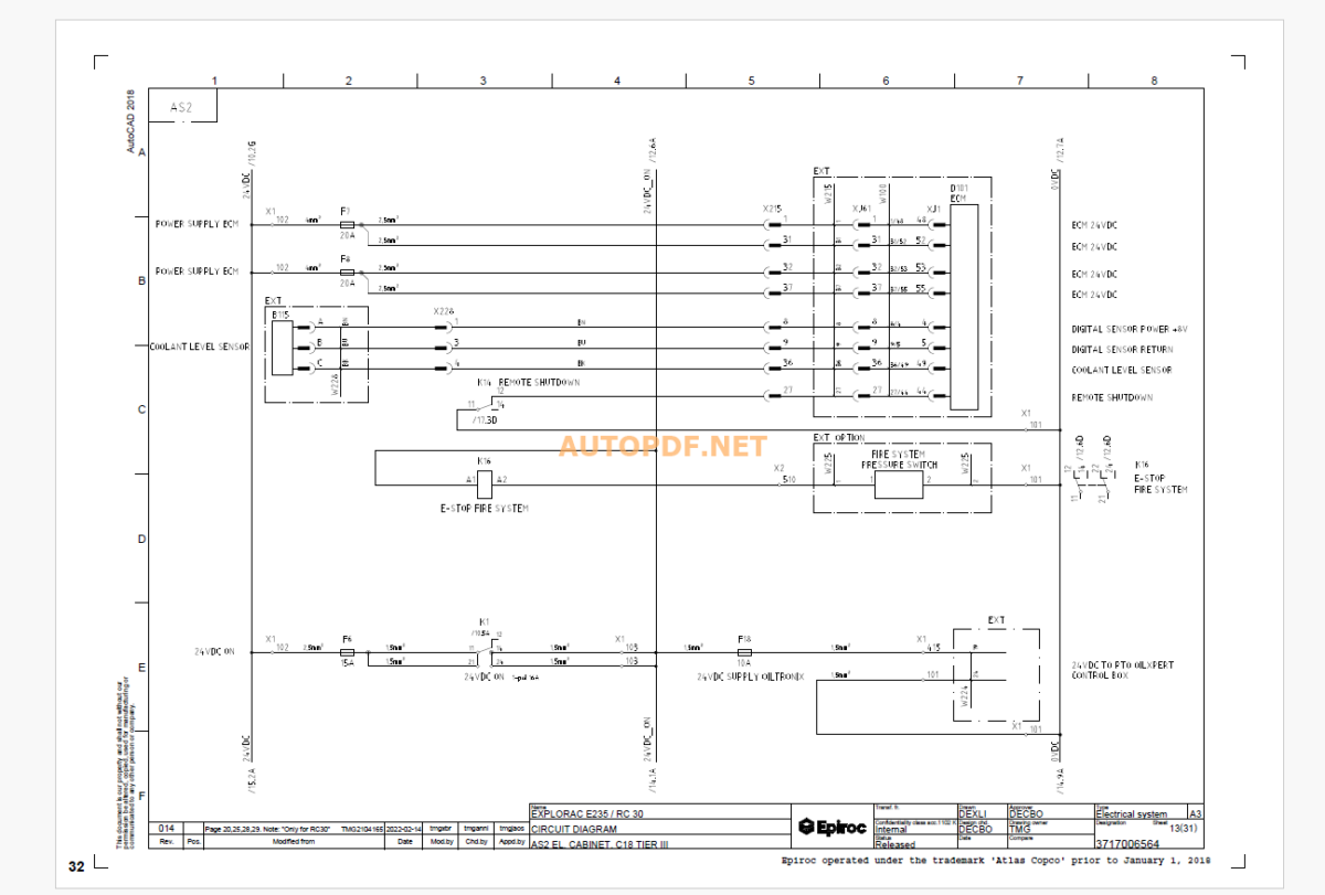 Epiroc Explorac /235 CRAWLER Diagrams and Drawings Manual