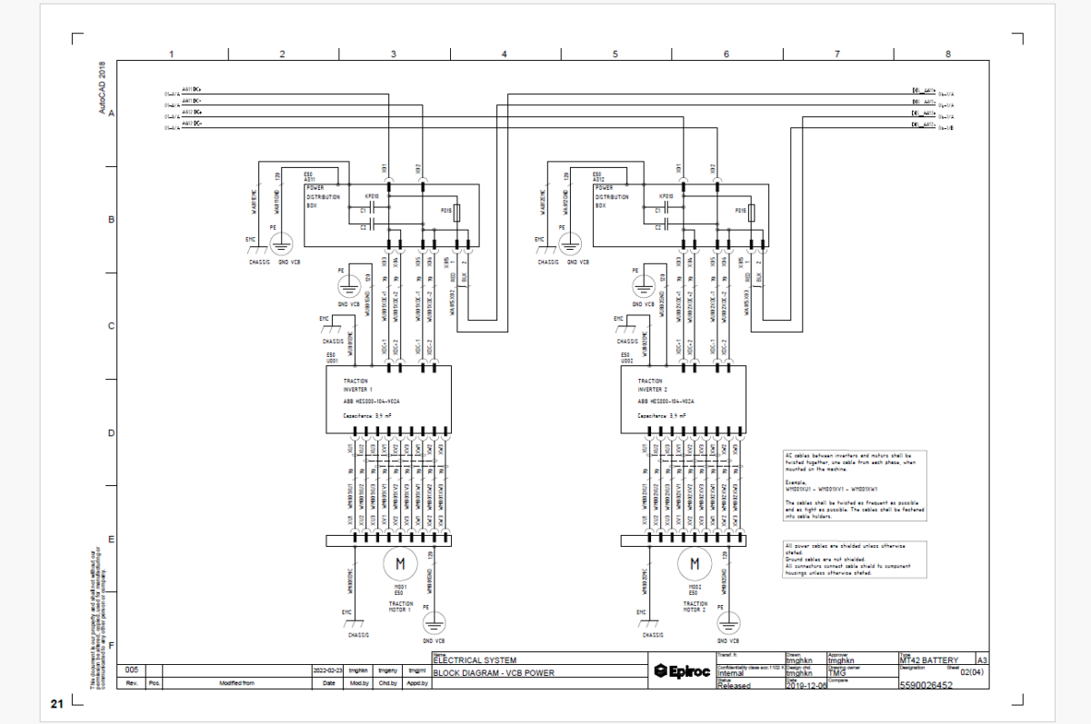 Epiroc Minetruck MT42 Battery Diagrams and Drawings Manual