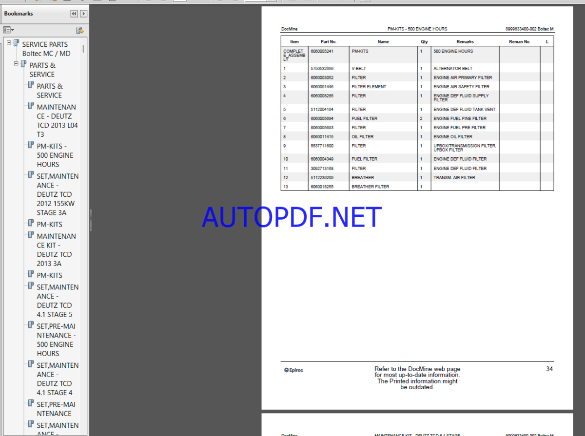 Epiroc Boltec L D Spare parts catalog