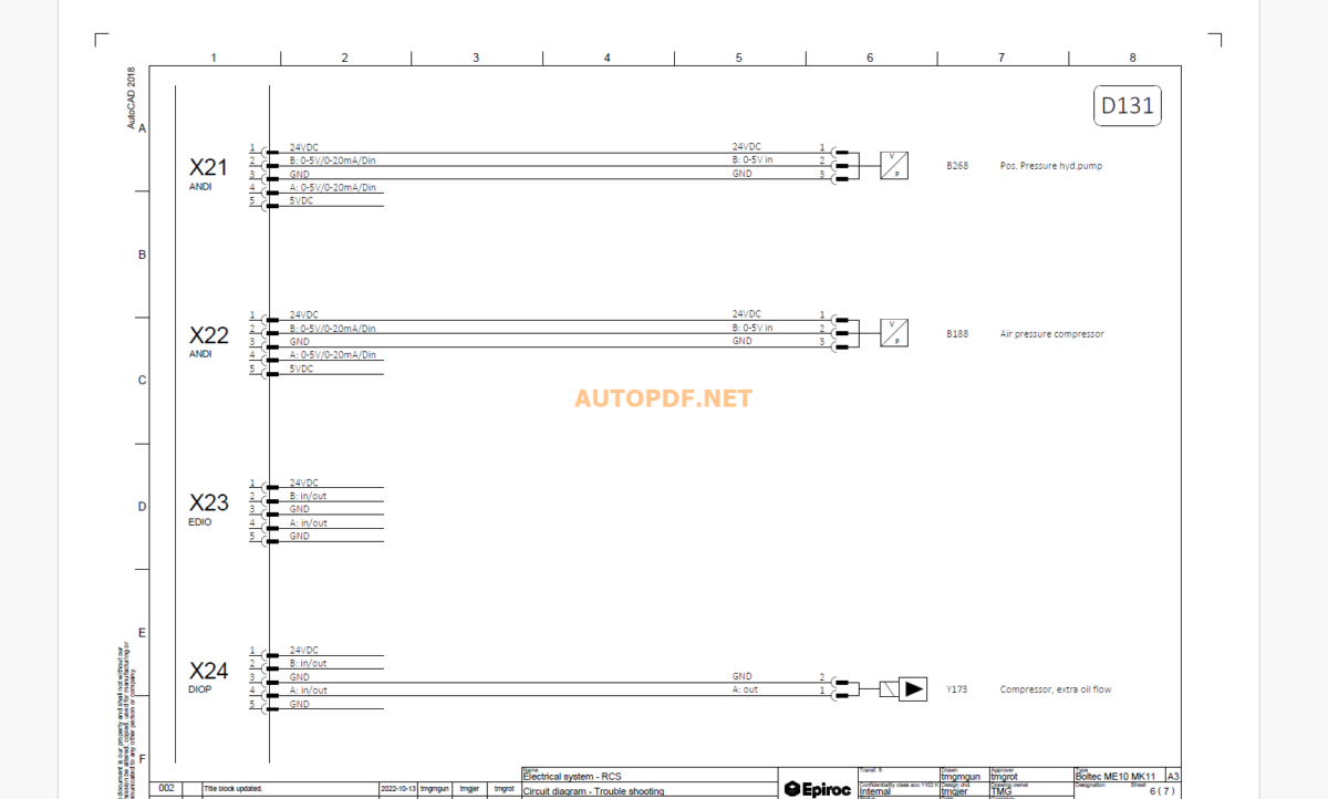 Epiroc Boltec E10 SG Diagrams and Drawings Manual