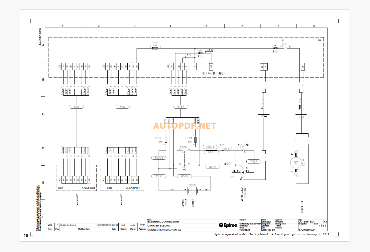 Epiroc Boomer 281 DC15 Battery Diagrams and Drawings Manual