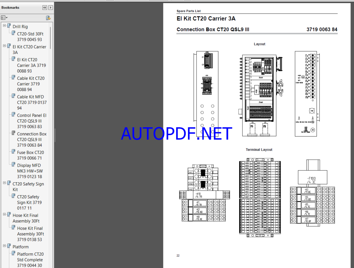 Epiroc Christensen Core Drilling Rig CT20 & CT20C Spare parts catalog