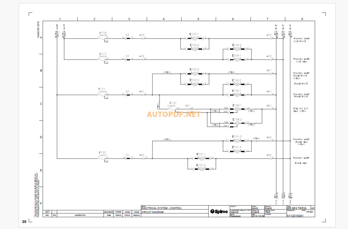 Epiroc Boomer L2 D Battery Diagrams and Drawings Manual