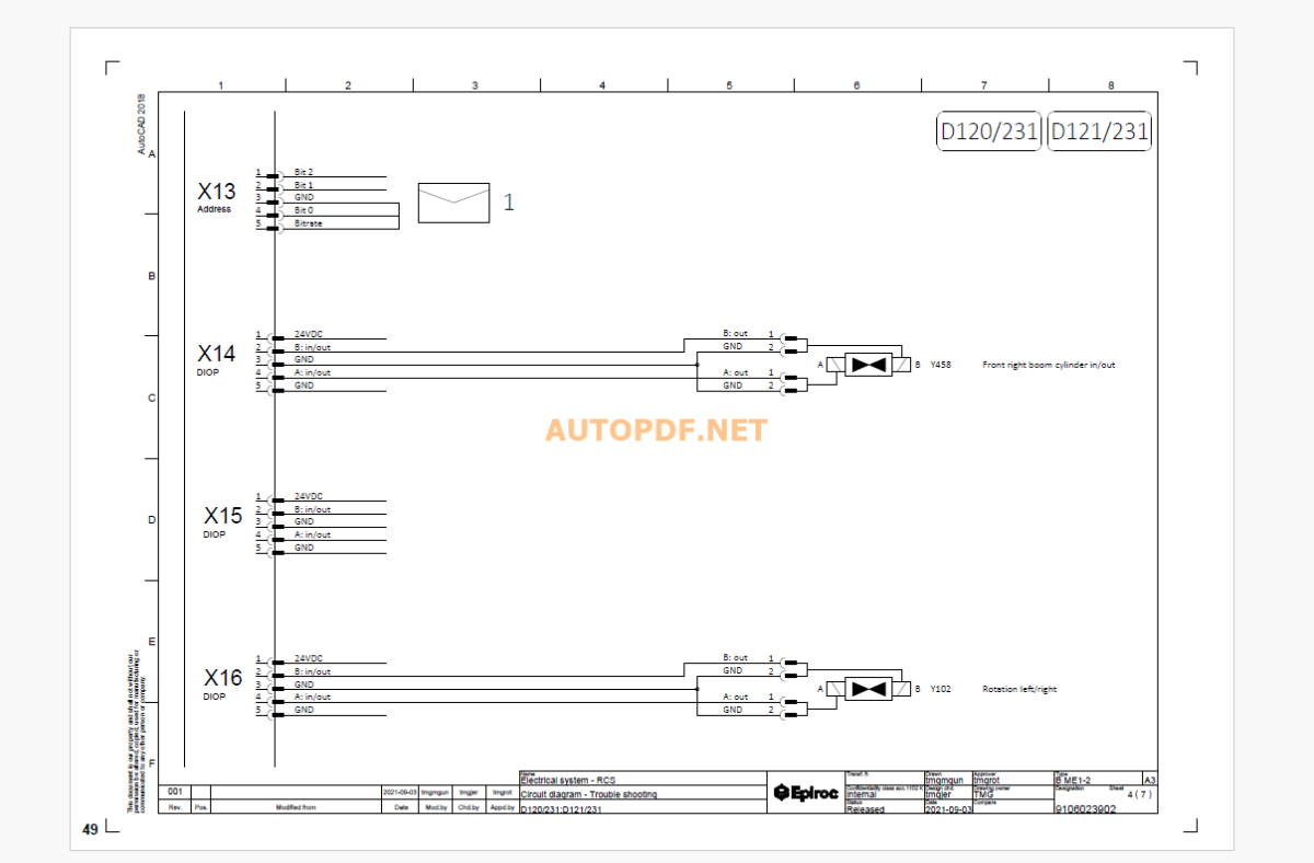 Epiroc Boomer E1 C-DH Diagrams and Drawings Manual