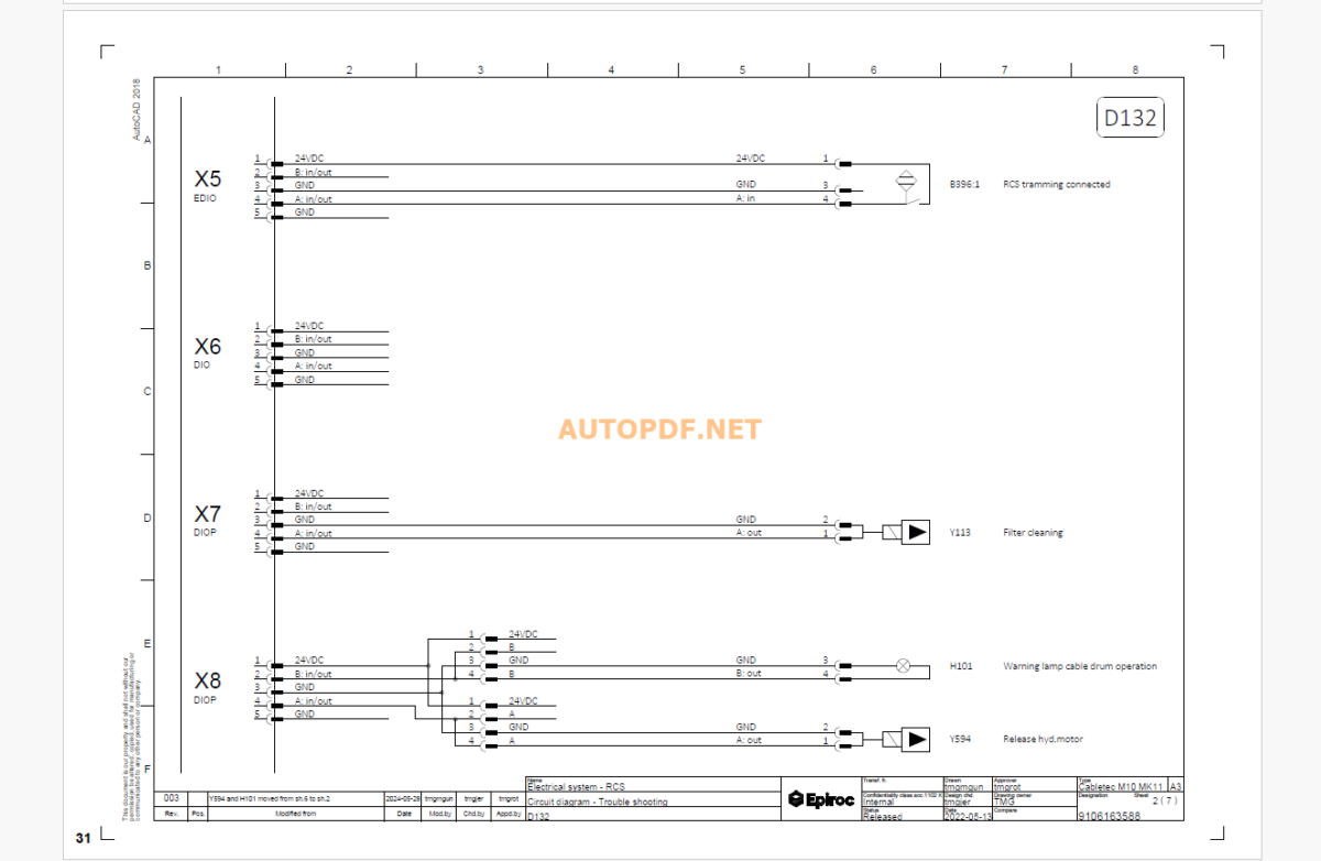 Epiroc Cabletec M 10 S Diagrams and Drawings Manual