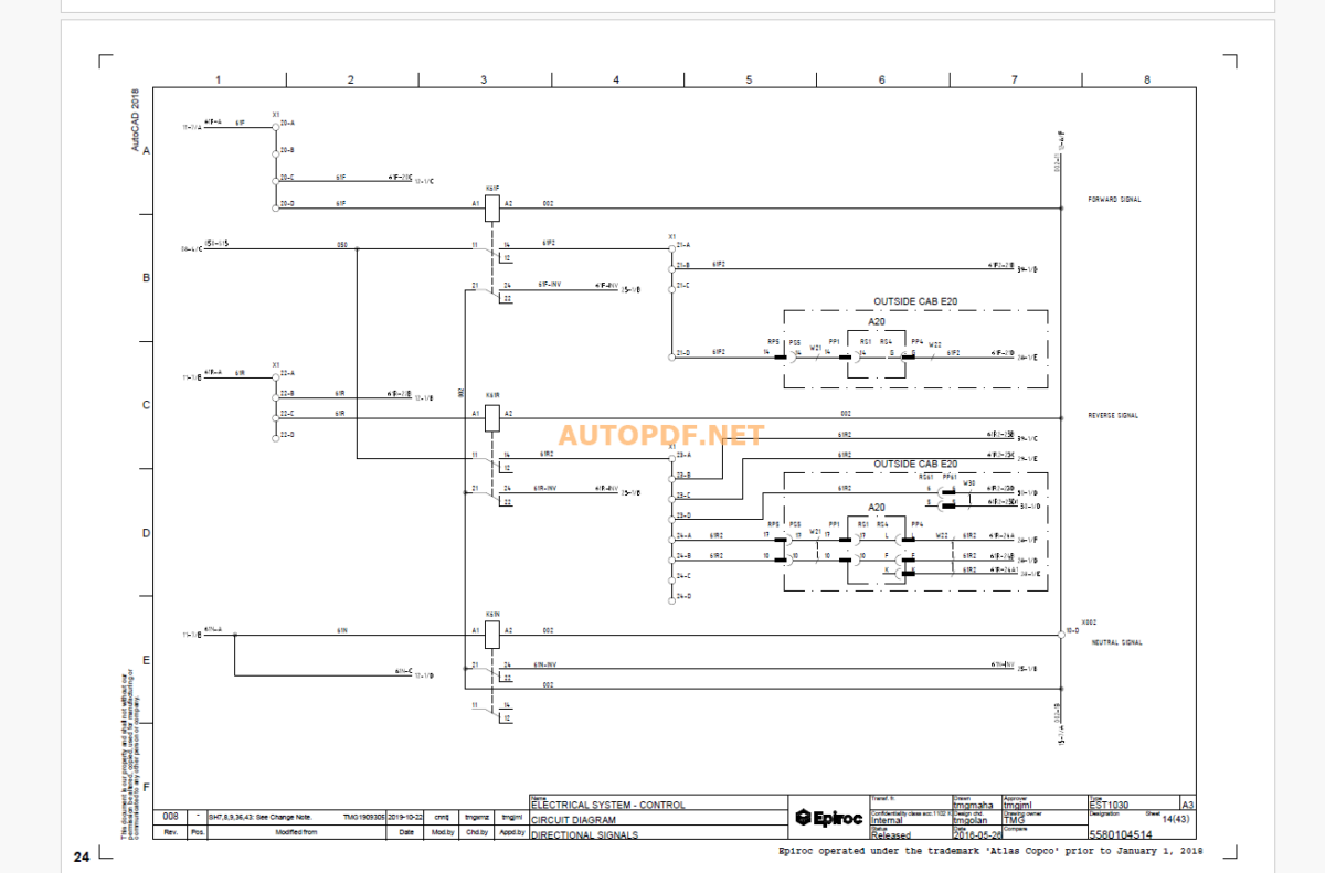 Epiroc WJD-4.2(Scooptram EST1030 Diagrams and Drawings Manual