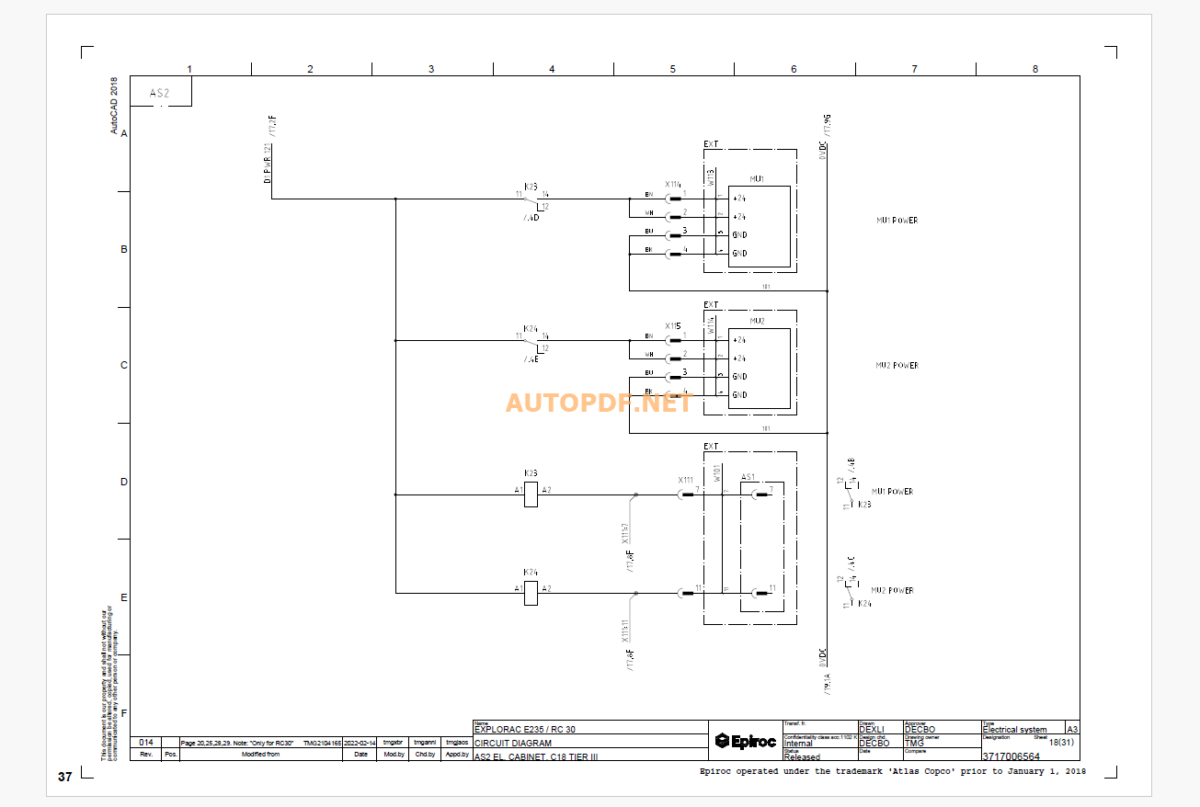 Epiroc Explorac /235 CRAWLER Diagrams and Drawings Manual