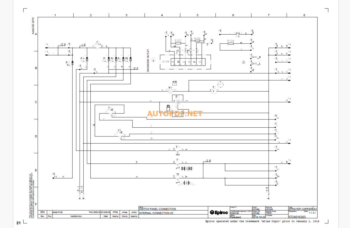 Epiroc Concrete Spraying Equipment MCS30 Diagrams and Drawings Manual