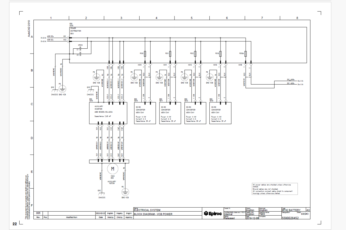 Epiroc Minetruck MT42 Battery Diagrams and Drawings Manual