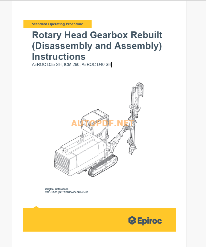 Epiroc AirROC D35 SH Component Removal and Installation Instructions