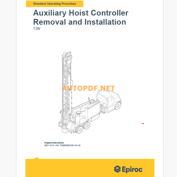 Epiroc Water Well Drill T3W Component Removal and Installation Instructions