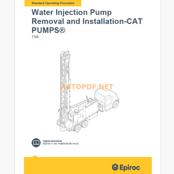 Epiroc Water Well Drill T3W Component Removal and Installation Instructions