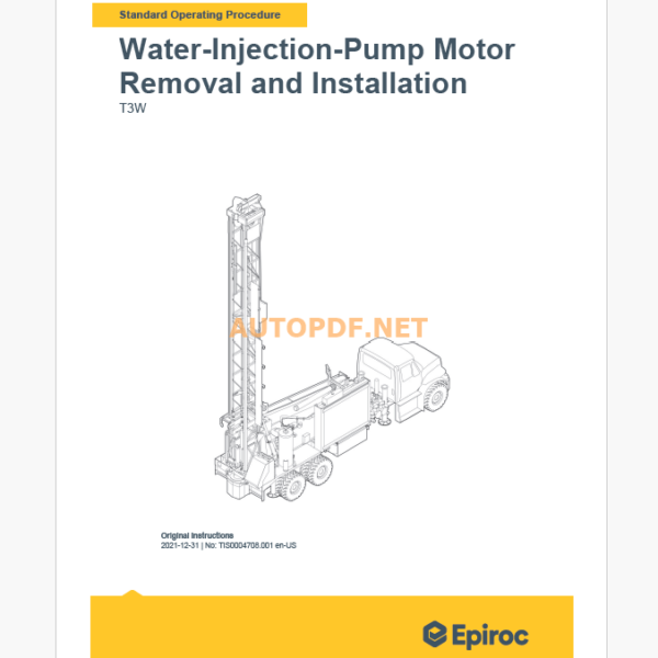 Epiroc Water Well Drill T3W Component Removal and Installation Instructions