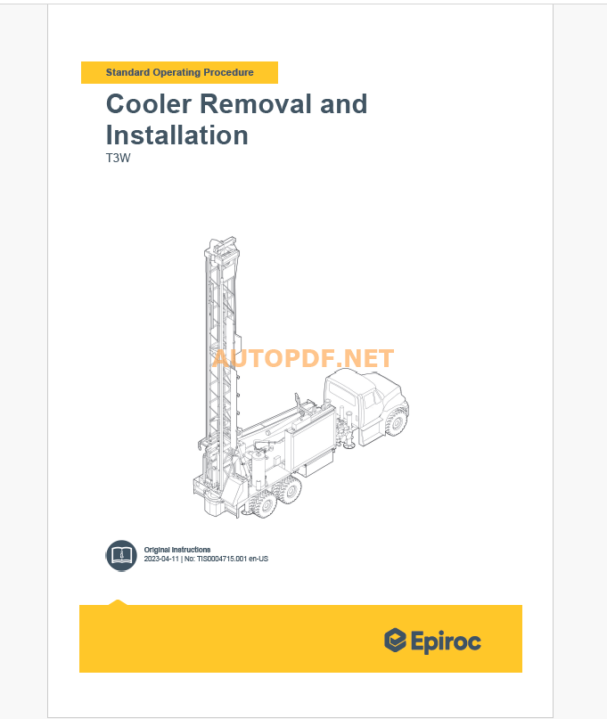 Epiroc Water Well Drill T3W Component Removal and Installation Instructions