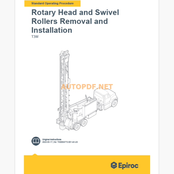 Epiroc Water Well Drill T3W Component Removal and Installation Instructions