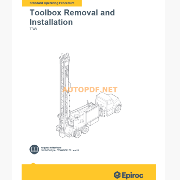 Epiroc Water Well Drill T3W Component Removal and Installation Instructions