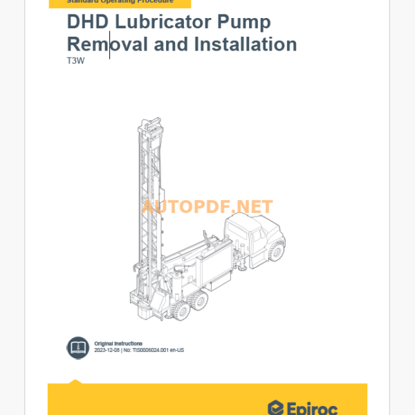 Epiroc Water Well Drill T3W Component Removal and Installation Instructions