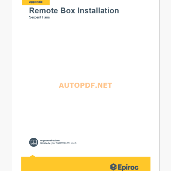 Epiroc Serpent Fans Component Removal and Installation Instructions