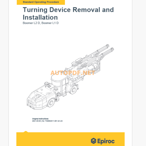 Epiroc Boomer L1 D Component Removal and Installation Instructions