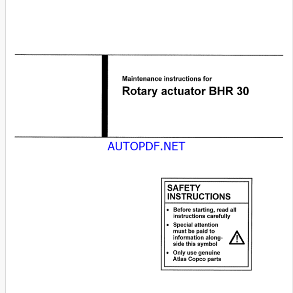 Atlas Copco Rotary actuator BHR 30 Maintenance Manual