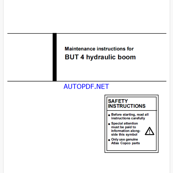 Atlas Copco BUT 4 hydraulic boom Maintenance Manual