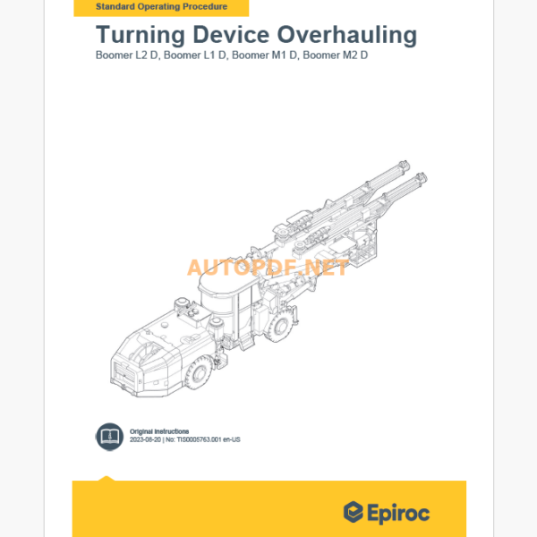 Epiroc Boomer L1 D Component Removal and Installation Instructions